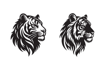 Tiger head silhouette vector art illustration