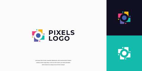 initial pixel logo, technology letter O logo design