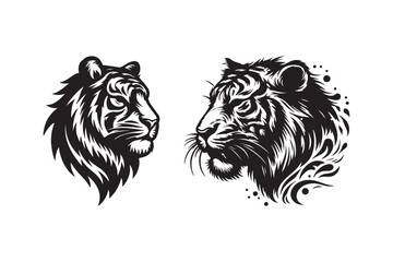 Tiger head silhouette vector art illustration