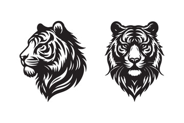 Tiger head silhouette vector art illustration
