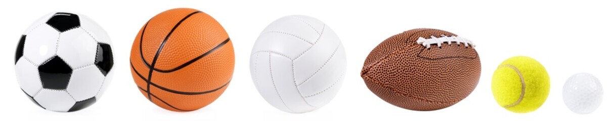 Balls isolated on white background without shadow - Ball Sport Panorama