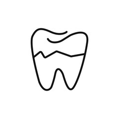 broken tooth icon logo sign vector outline