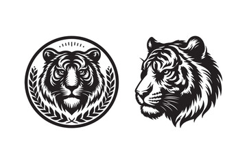 Tiger head silhouette vector art illustration