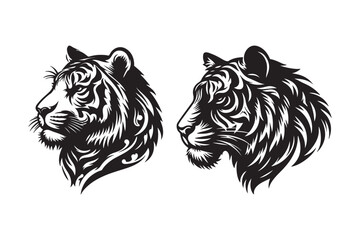 Tiger head silhouette vector art illustration