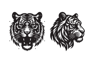 Tiger head silhouette vector art illustration