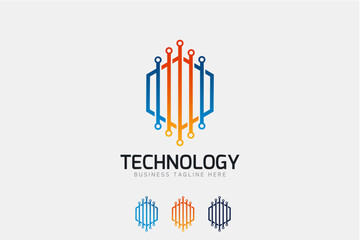 Information technology logo, digital technology icon template