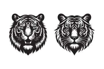 Tiger head silhouette vector art illustration