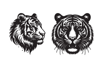 Tiger head silhouette vector art illustration