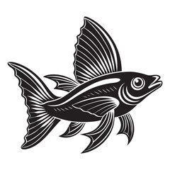 lino cut fish on a white background vector