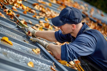 Roof Repairman Working on a Leaky Roof