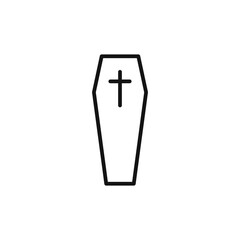 Coffin with christian cross icon logo sign vector outline