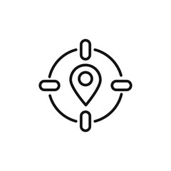 Crosshair location pin icon logo sign vector outline