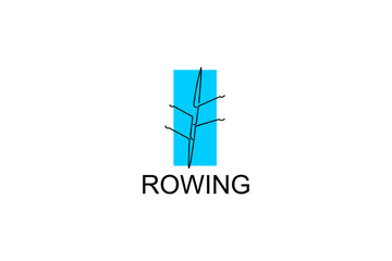 Rowing sport vector line icon. sportman an athlete rowing a boat in a competition. sport sign. sport pictogram illustration