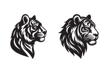 Tiger head silhouette vector art illustration
