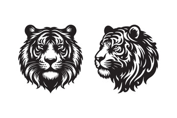 Tiger head silhouette vector art illustration