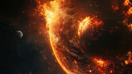 Burning Planet in Space: A Cosmic Spectacle