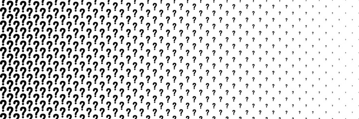 horizontal halftone of black question mark sign for pattern and background.