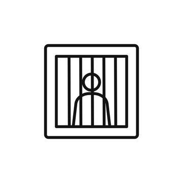 prisoner behind bars simple line art clip art preview