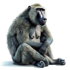 Obraz premium A large monkey is sitting on a white background