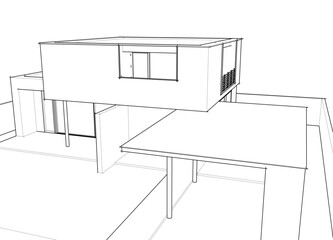 house building sketch architecture 3d illustration