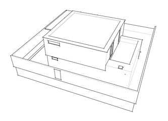 house building sketch architecture 3d illustration