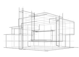 house building sketch architecture 3d illustration