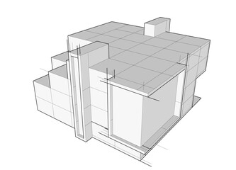 house building sketch architecture 3d illustration
