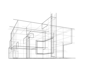 house building sketch architecture 3d illustration