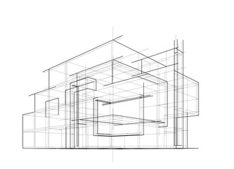house building sketch architecture 3d illustration