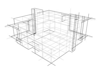 house building sketch architecture 3d illustration