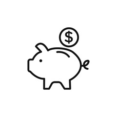 Piggy bank icon logo sign vector outline