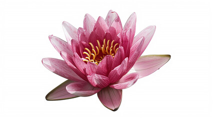 Obraz premium A pink water lily, shown from an angle to reveal its center against a white background