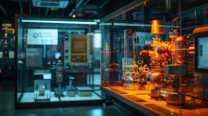 Naklejka premium Educational display at a science museum explaining carbon capture and storage to the public, promoting awareness