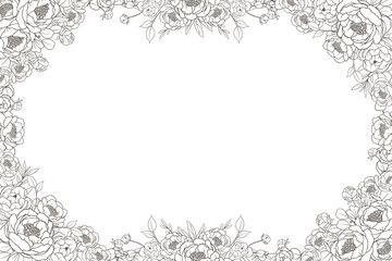 Fototapeta premium Hand Drawn Peony Flower Frame Background