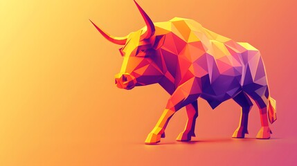 Obraz premium low poly bull with copy space for text