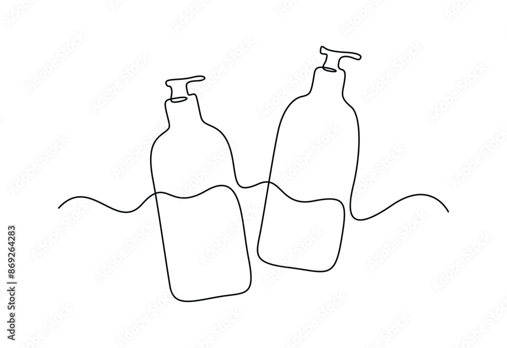 Wall mural Shampoo bottle continuous one line drawing vector illustration. Premium vector - Wall murals