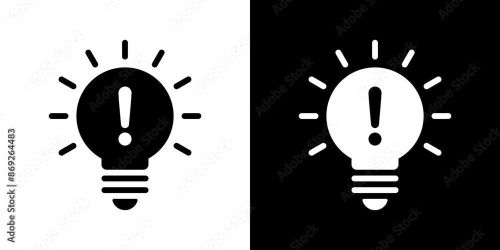 Poster light bulb with exclamation mark icon in generic style
