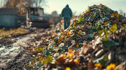 Obraz premium A pile of organic waste ready for conversion into biomass energy, showcasing the potential of renewable resources