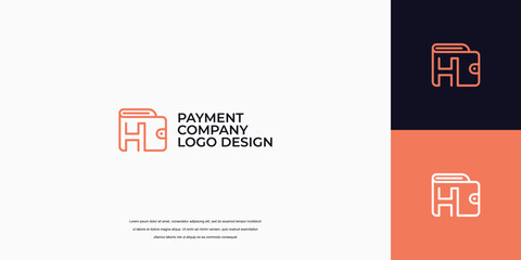 payment logo design, wallet logo with letter H