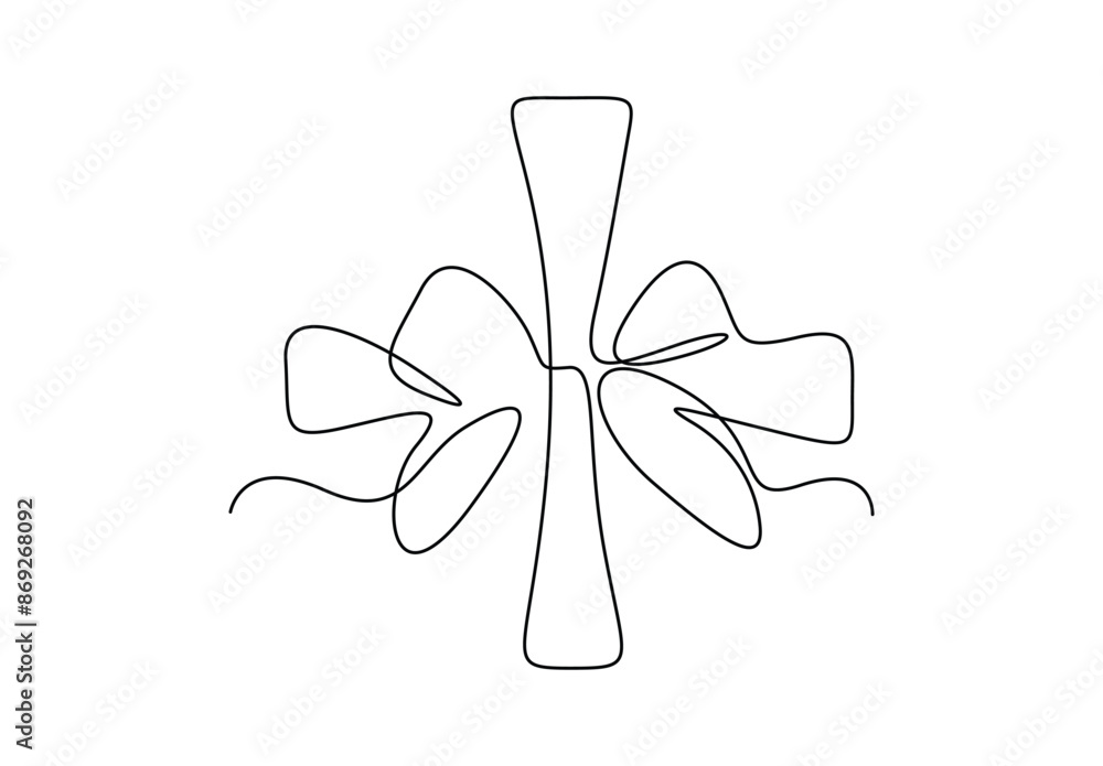 Poster Elegant bow continuous one line drawing vector illustration. Pro vector