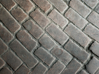 Wooden paving stones from the late 19th century. Background