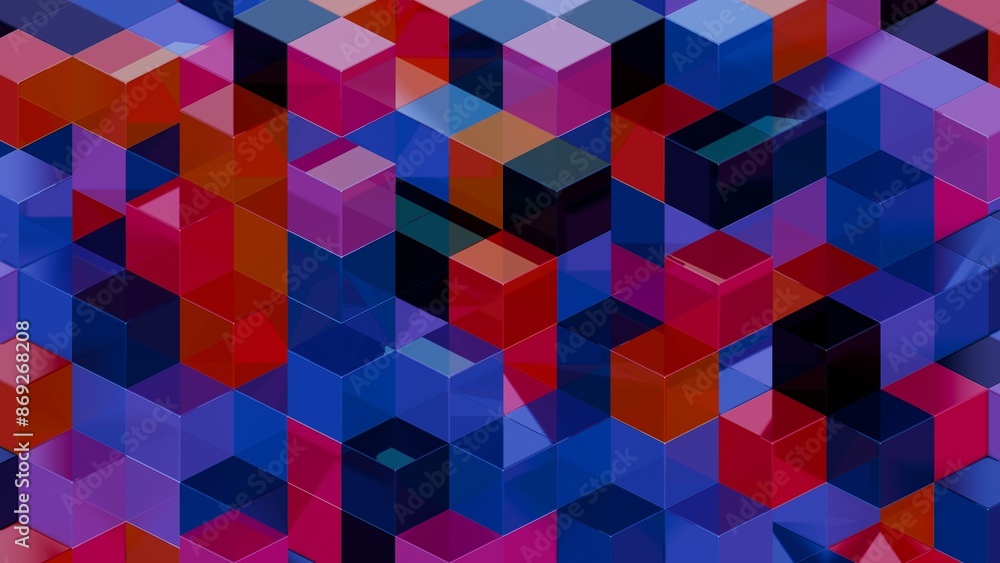 Poster abstract 3d geometric pattern with colorful interlocking cubes