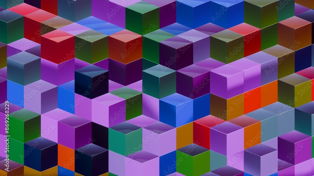 Poster abstract 3d geometric pattern with colorful interlocking cubes