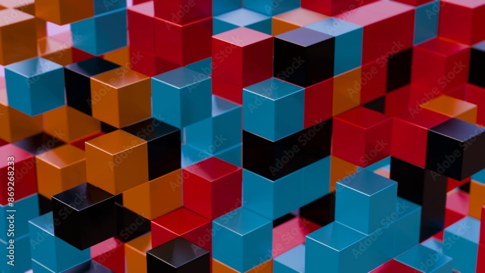 Poster abstract 3d geometric pattern with colorful interlocking cubes