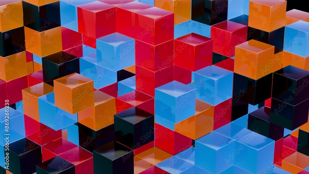 Poster abstract 3d geometric pattern with colorful interlocking cubes