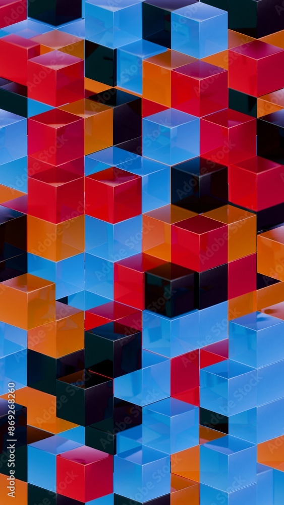 Poster abstract 3d geometric pattern with colorful interlocking cubes