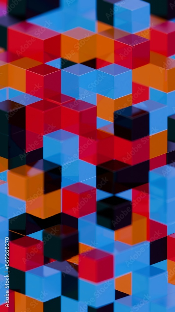 Poster abstract 3d geometric pattern with colorful interlocking cubes