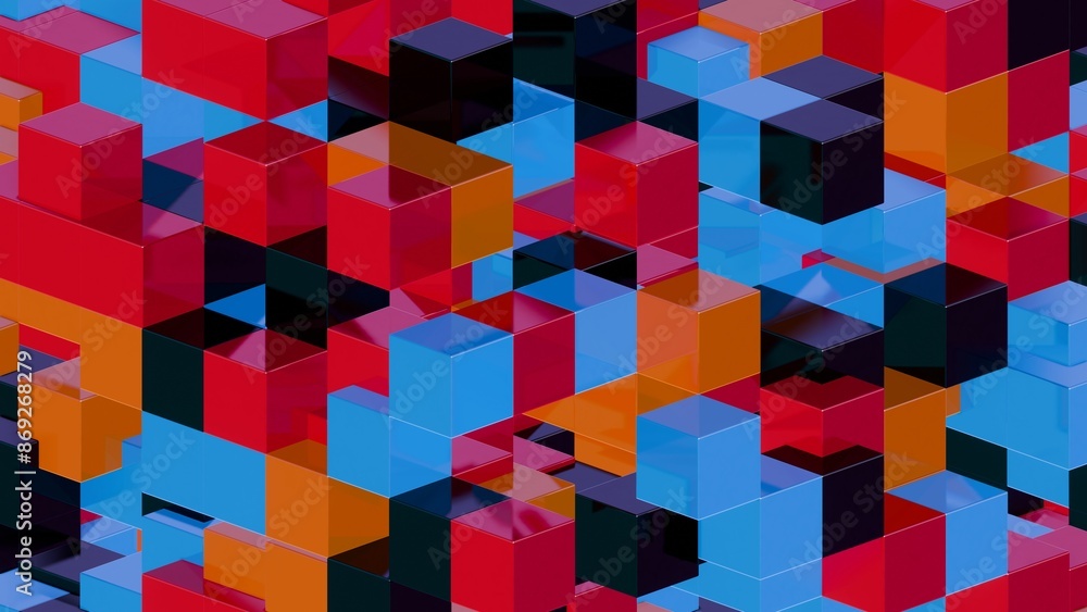 Poster abstract 3d geometric pattern with colorful interlocking cubes