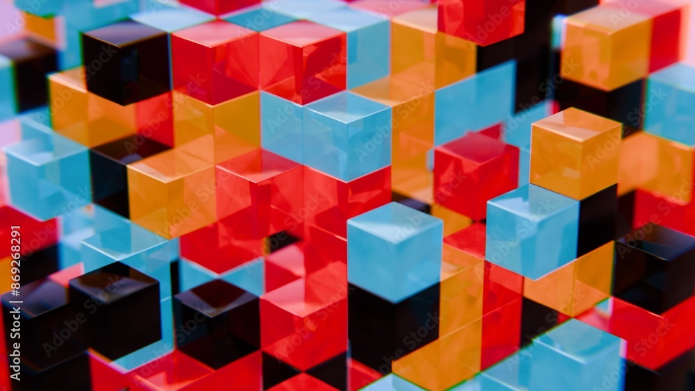 Poster abstract 3d geometric pattern with colorful interlocking cubes