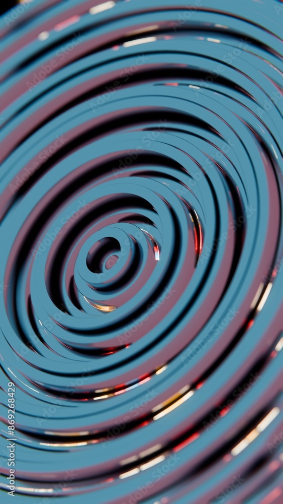 Poster abstract concentric circular pattern with reflective metallic surface..